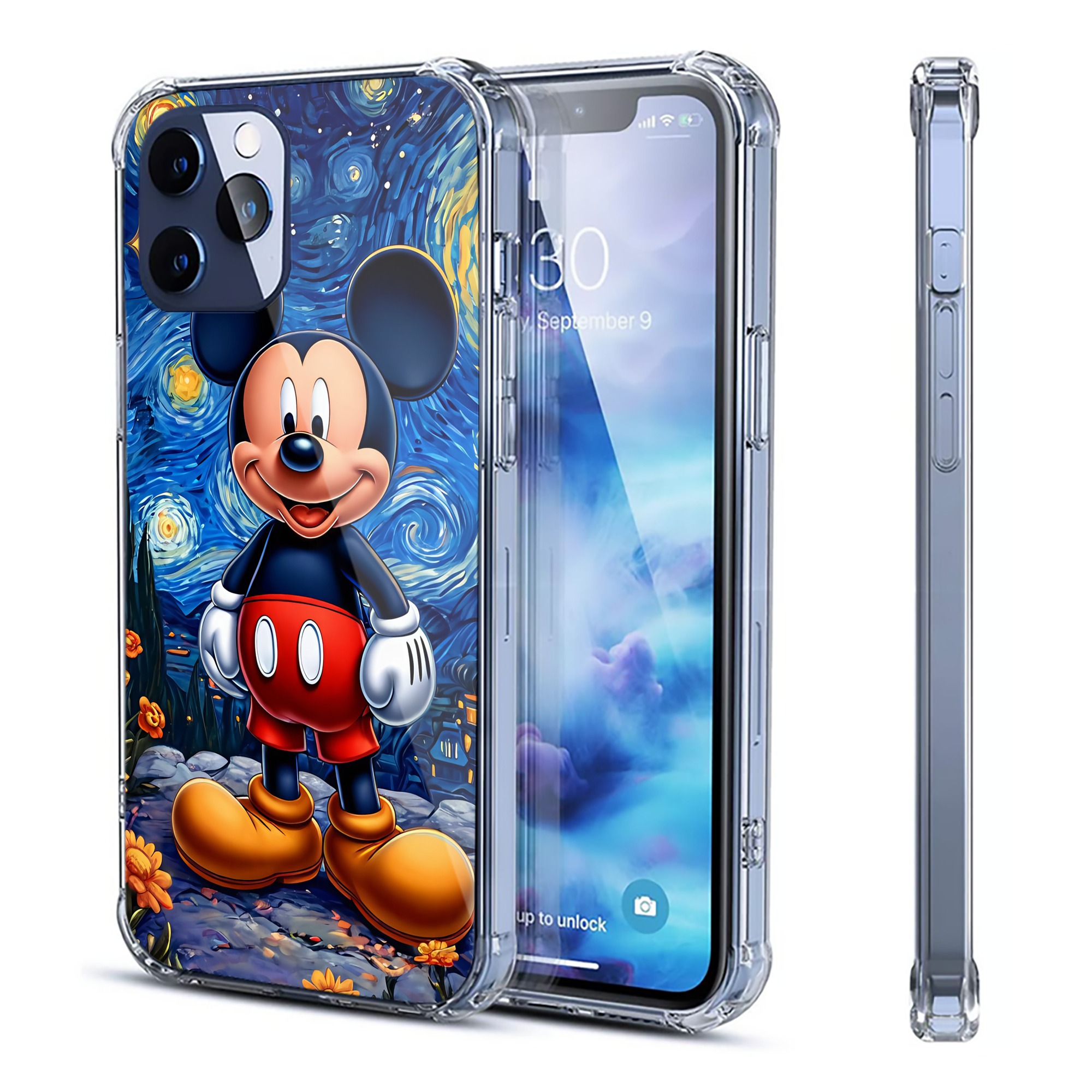 （画像用） ミッキーマウス Mickey Mouse 【iPhone 12シリーズ対応】透明スマホケース（クリアソフトケース）
